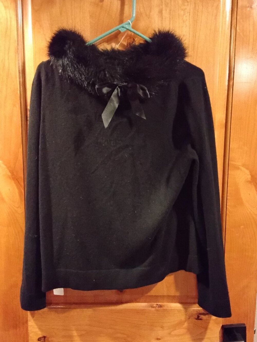 Valerie Steven's Women's Cashmere Sweater/Removable Faux Fur Collar Size XL #433